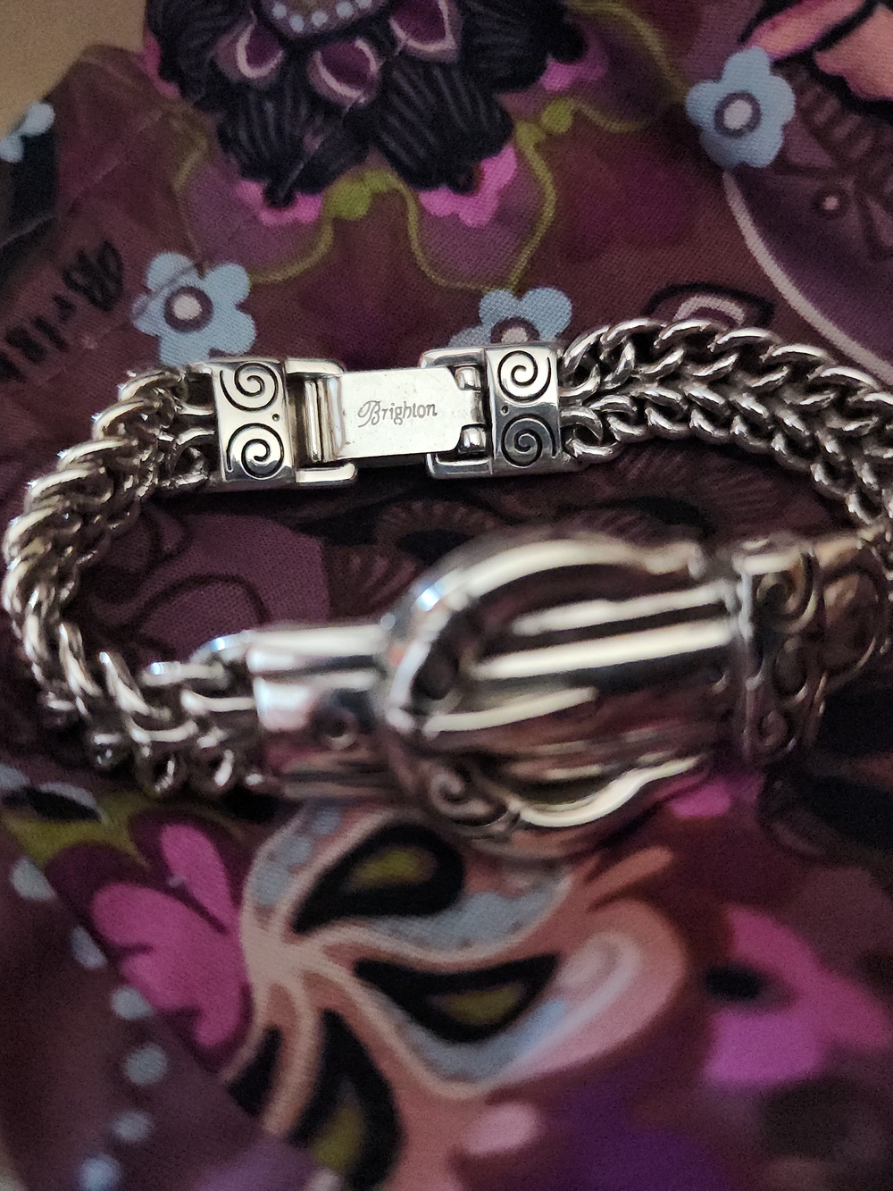 Brighton Silver Tone Buckle Bracelet - Intricate Scroll Design - Picture 7 of 7